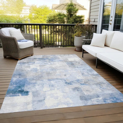 LOOMLAN Rugs Elanor Blue Washable Indoor-Outdoor Rug