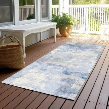 LOOMLAN Rugs Elanor Blue Washable Indoor-Outdoor Rug