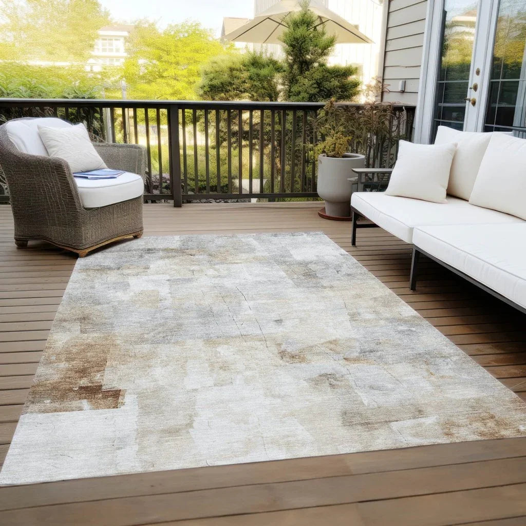 LOOMLAN Rugs Elanor Brown Washable Indoor-Outdoor Rug
