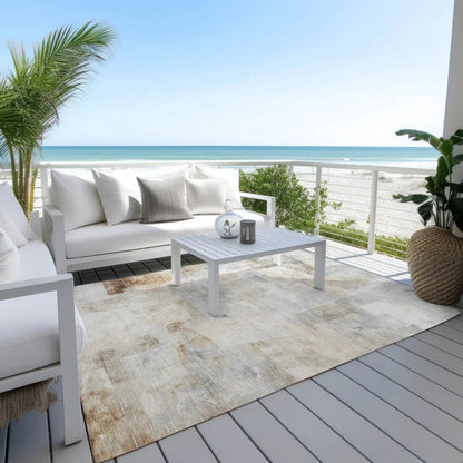 LOOMLAN Rugs Elanor Brown Washable Indoor-Outdoor Rug