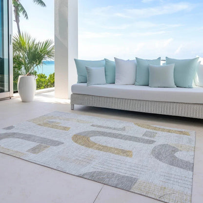 LOOMLAN Rugs Elas Gray Washable Indoor-Outdoor Rug