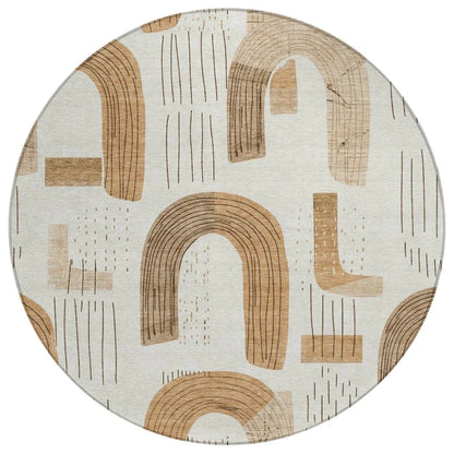 LOOMLAN Rugs Elas Ivory Washable Indoor-Outdoor Rug