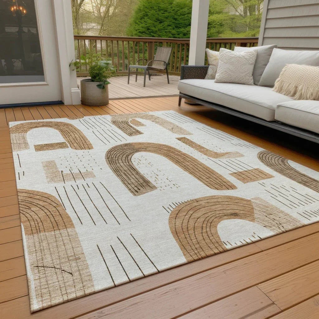 LOOMLAN Rugs Elas Ivory Washable Indoor-Outdoor Rug