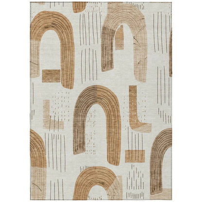 LOOMLAN Rugs Elas Ivory Washable Indoor-Outdoor Rug