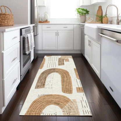 LOOMLAN Rugs Elas Ivory Washable Indoor-Outdoor Rug