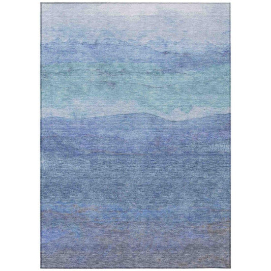 LOOMLAN Rugs Elien Blue Washable Indoor-Outdoor Rug