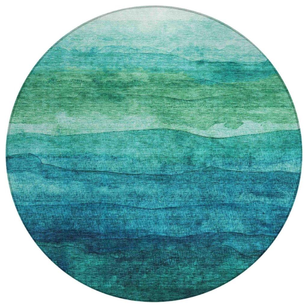 LOOMLAN Rugs Elien Teal Washable Indoor-Outdoor Rug