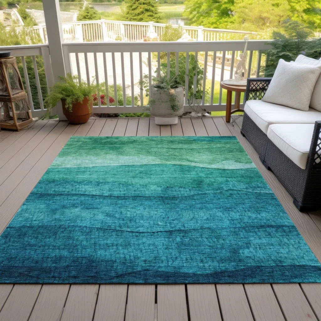LOOMLAN Rugs Elien Teal Washable Indoor-Outdoor Rug