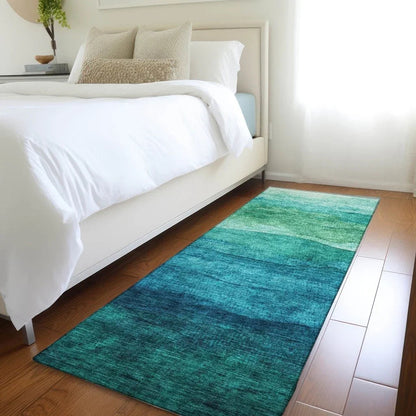 LOOMLAN Rugs Elien Teal Washable Indoor-Outdoor Rug