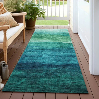 LOOMLAN Rugs Elien Teal Washable Indoor-Outdoor Rug
