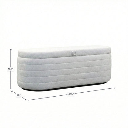 LH Home Elio White Fabric Storage Bedroom Bench