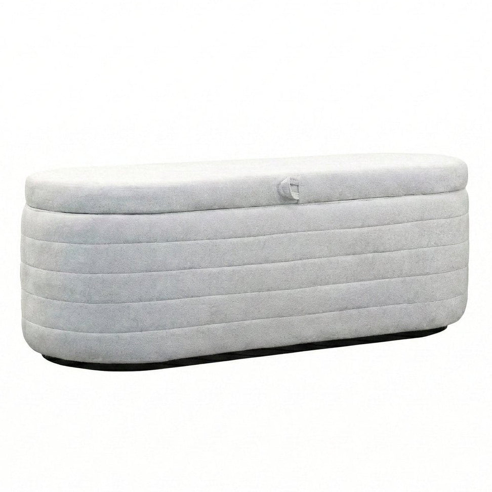 LH Home Elio White Fabric Storage Bedroom Bench