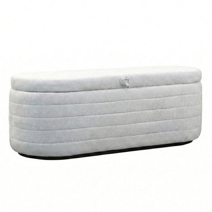 LH Home Elio White Fabric Storage Bedroom Bench
