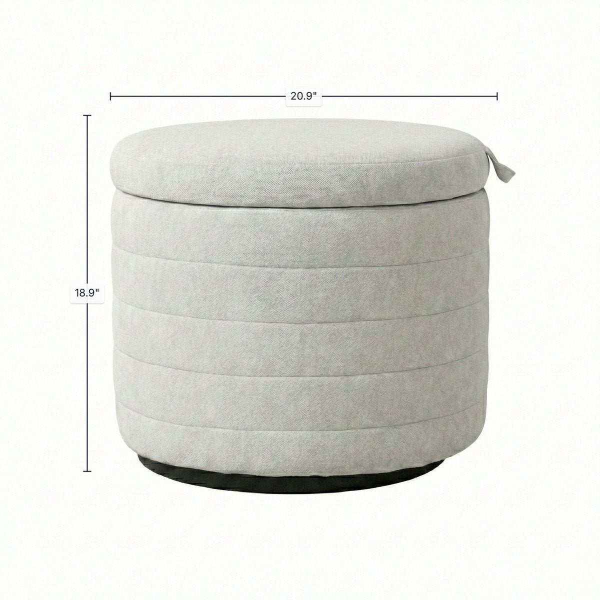 LH Home Elio White Fabric Storage Ottoman