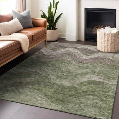 LOOMLAN Rugs Elion Green Washable Indoor-Outdoor Rug