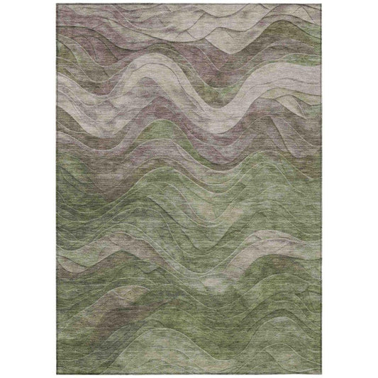 LOOMLAN Rugs Elion Green Washable Indoor-Outdoor Rug