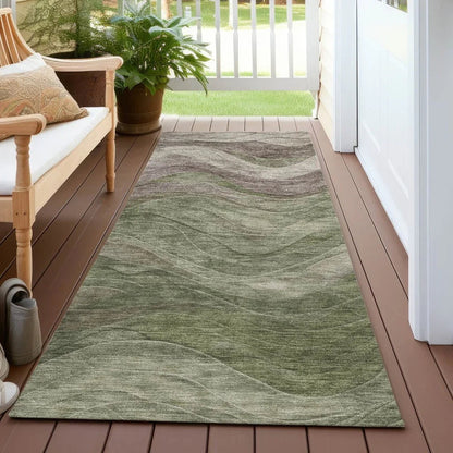 LOOMLAN Rugs Elion Green Washable Indoor-Outdoor Rug