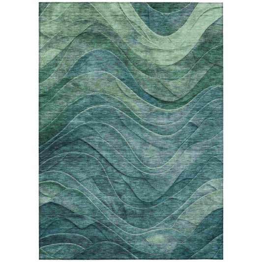 LOOMLAN Rugs Elion Teal Washable Indoor-Outdoor Rug