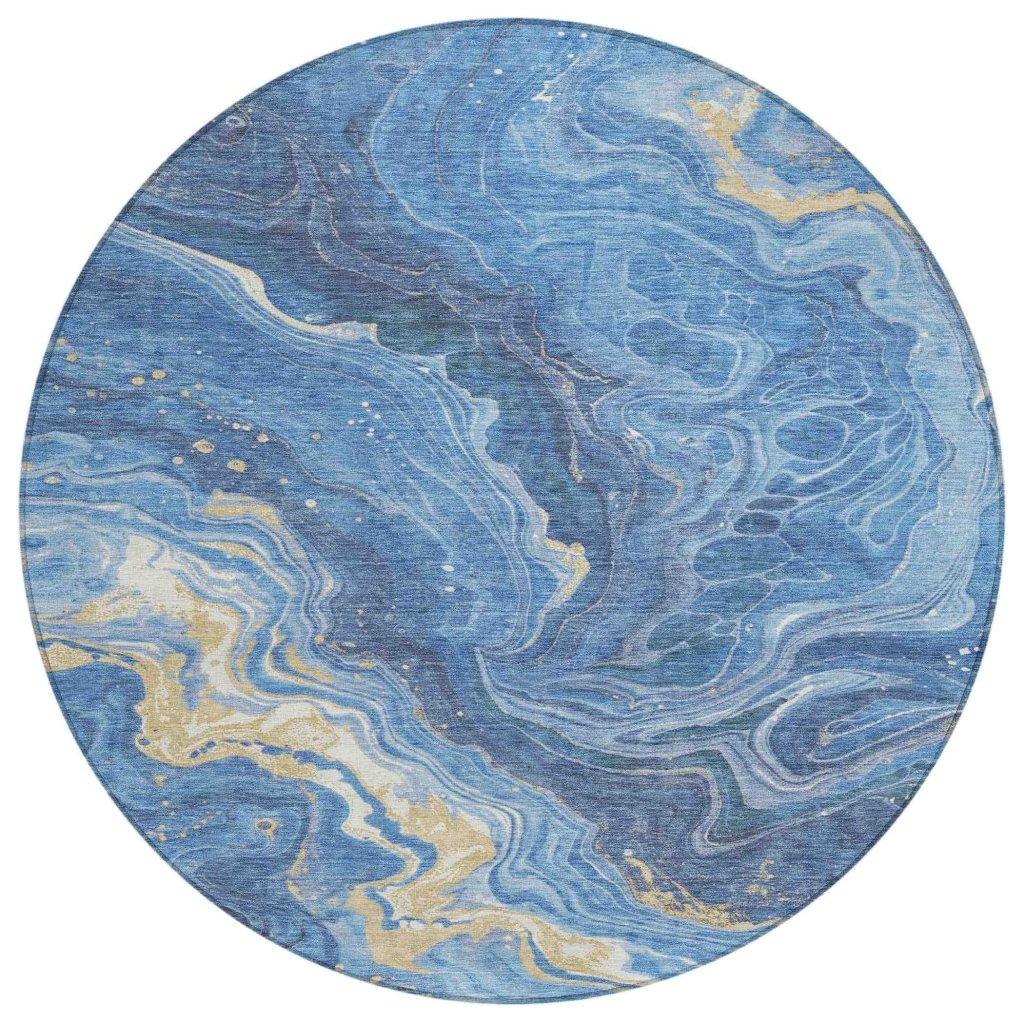 LOOMLAN Rugs Elius Blue Washable Indoor-Outdoor Rug