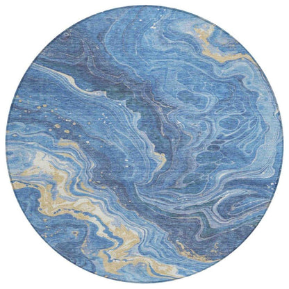 LOOMLAN Rugs Elius Blue Washable Indoor-Outdoor Rug