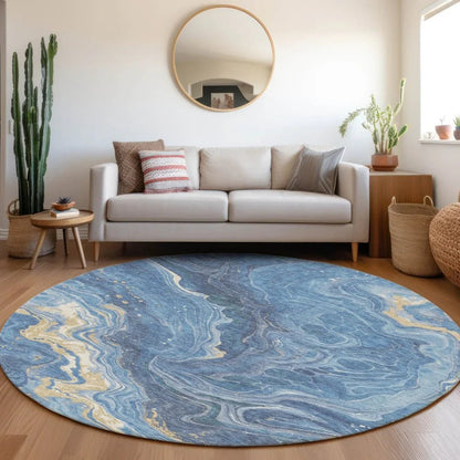 LOOMLAN Rugs Elius Blue Washable Indoor-Outdoor Rug