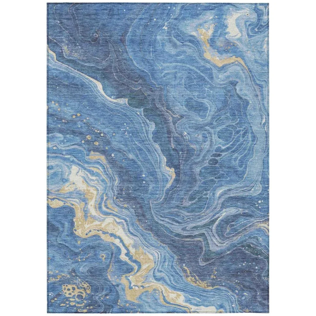 LOOMLAN Rugs Elius Blue Washable Indoor-Outdoor Rug