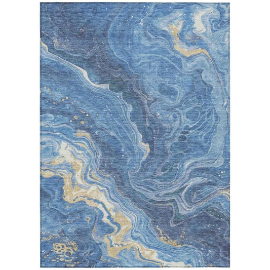 LOOMLAN Rugs Elius Blue Washable Indoor-Outdoor Rug