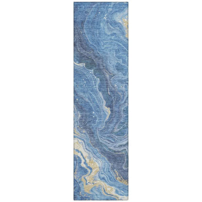 LOOMLAN Rugs Elius Blue Washable Indoor-Outdoor Rug