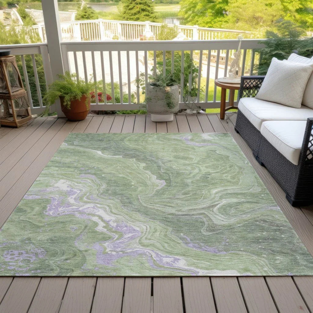 LOOMLAN Rugs Elius Green Washable Indoor-Outdoor Rug