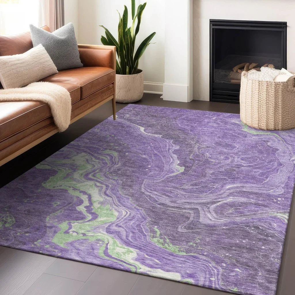 LOOMLAN Rugs Elius Purple Washable Indoor-Outdoor Rug