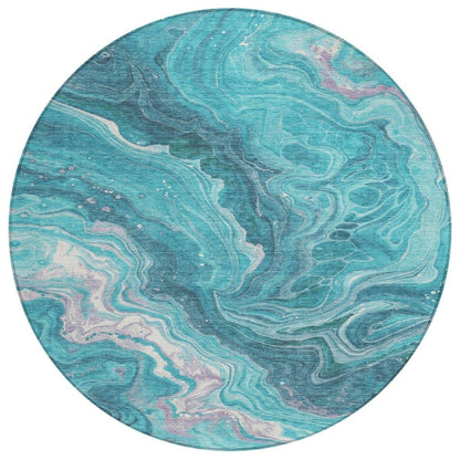 LOOMLAN Rugs Elius Teal Washable Indoor-Outdoor Rug