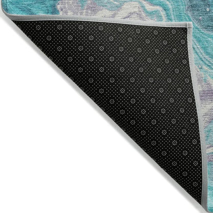 LOOMLAN Rugs Elius Teal Washable Indoor-Outdoor Rug