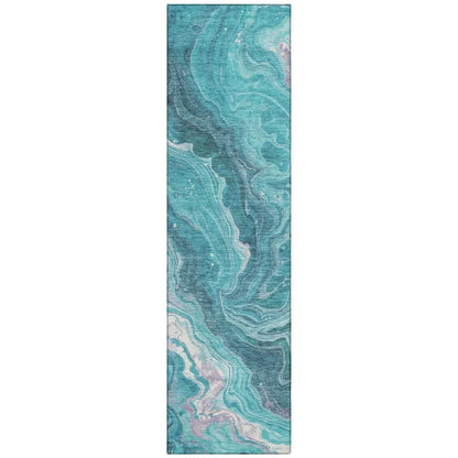 LOOMLAN Rugs Elius Teal Washable Indoor-Outdoor Rug