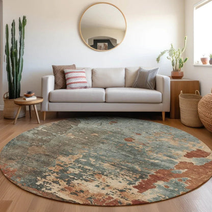 LOOMLAN Rugs Elon Blue Washable Indoor-Outdoor Rug