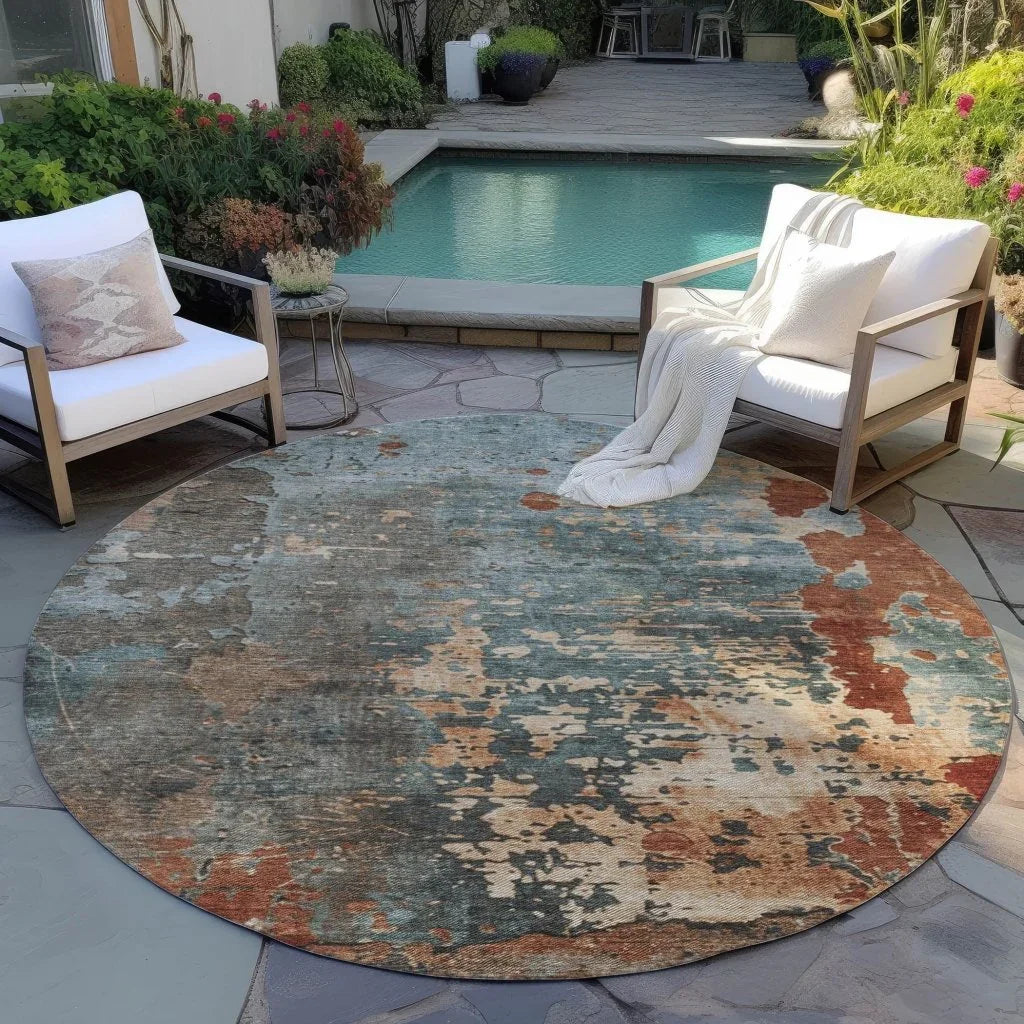 LOOMLAN Rugs Elon Blue Washable Indoor-Outdoor Rug