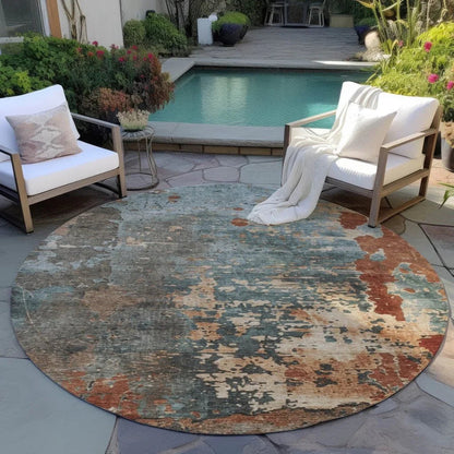 LOOMLAN Rugs Elon Blue Washable Indoor-Outdoor Rug