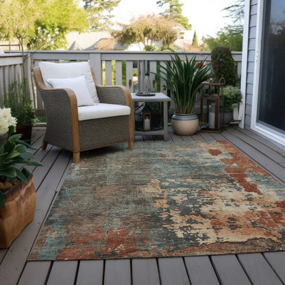 LOOMLAN Rugs Elon Blue Washable Indoor-Outdoor Rug