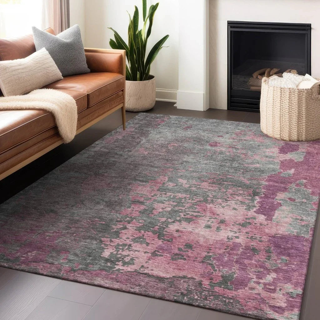 Elon Pink Washable Indoor - Outdoor Rug - LOOMLAN - LOOMLAN Rugs - Outdoor Rugs