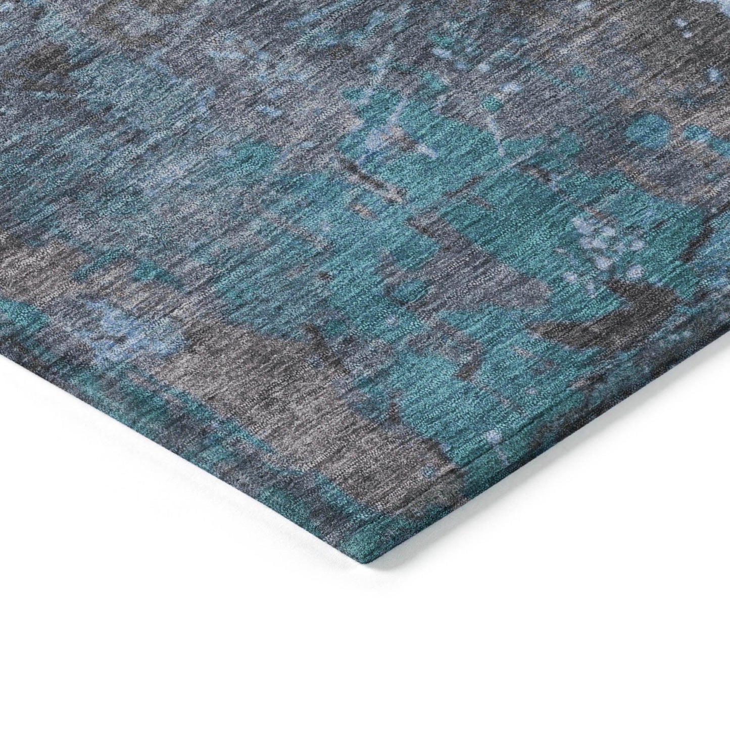 Eloril Teal Washable Indoor-Outdoor Rug