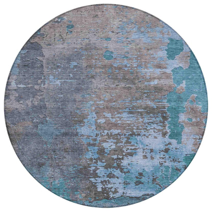 Eloril Teal Washable Indoor-Outdoor Rug