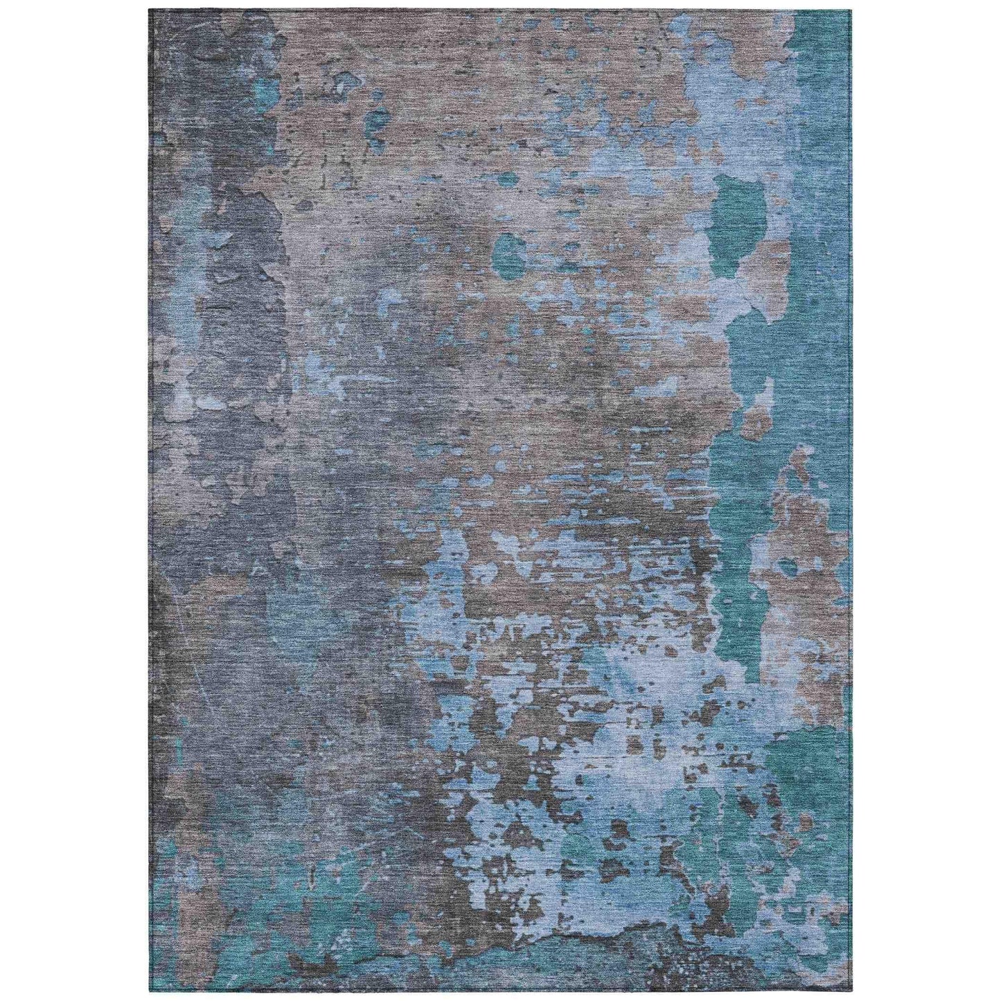 Eloril Teal Washable Indoor-Outdoor Rug