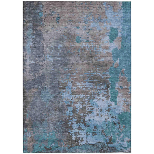 Eloril Teal Washable Indoor-Outdoor Rug