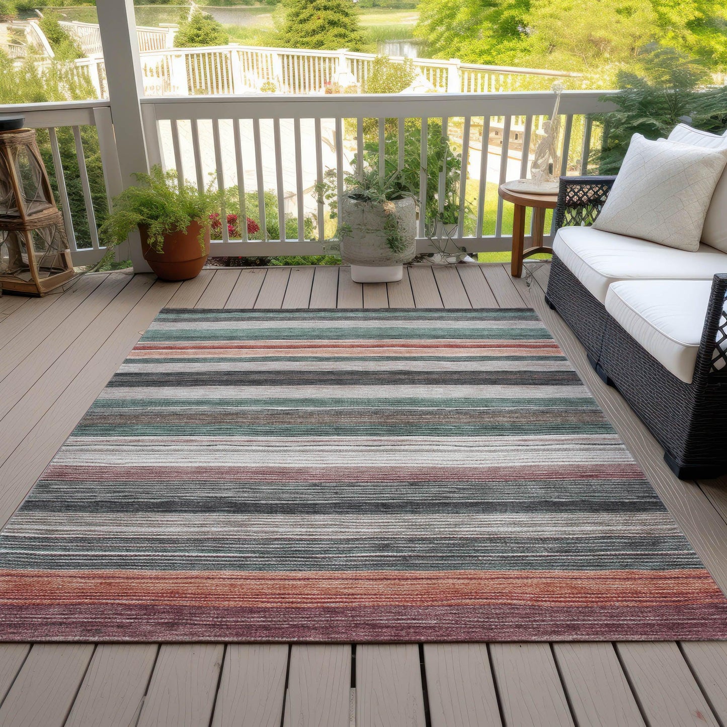 Elyn Blue Washable Indoor-Outdoor Rug