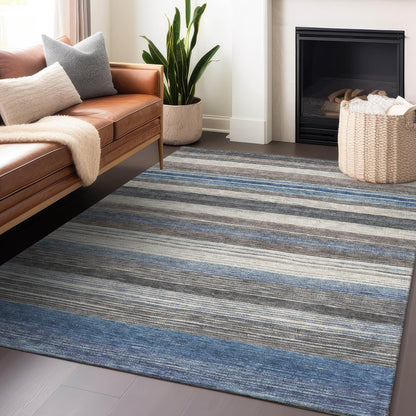 Elyn Denim Washable Indoor-Outdoor Rug