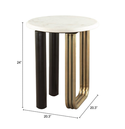 Zuo Modern Elyn White Marble Top Round Side Table