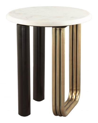 Zuo Modern Elyn White Marble Top Round Side Table