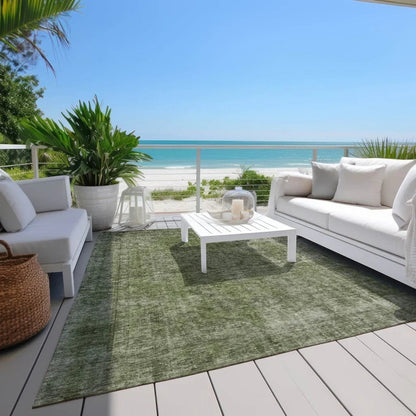 LOOMLAN Rugs Emberith Green Washable Indoor-Outdoor Rug