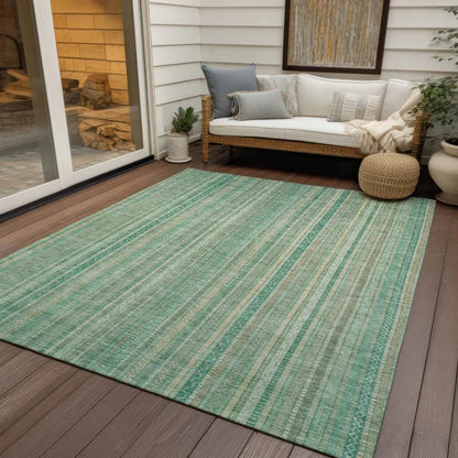LOOMLAN Rugs Emberith Teal Washable Indoor-Outdoor Rug