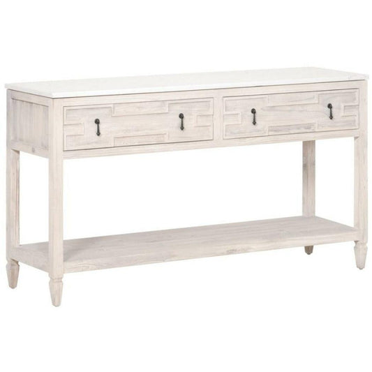 Emerie 2-Drawer Entry Console White Wash Pine White Quartz Console Tables Sideboards and Things By Essentials For Living