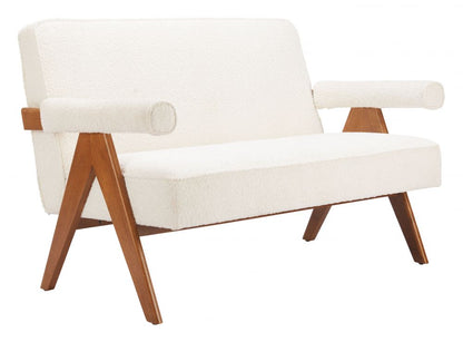 Zuo Modern Encanto Ivory Textured Fabric Loveseat